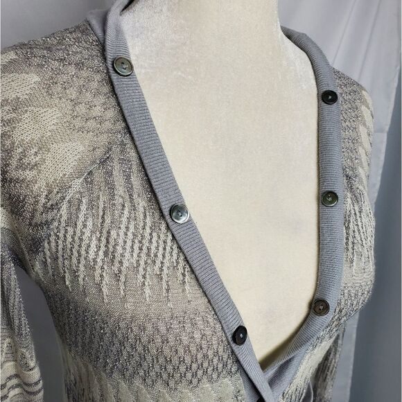 ANTHROPOLOGIE Postmark sweater etched frost sparkle metallic cardigan XS - Picture 3 of 7